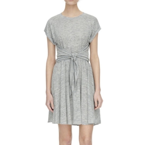 Rebecca Taylor Gray Casual Linen Tie-Front Linen Dress | M - Picture 1 of 6